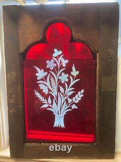 Antique Vintage Old Bohemian Glass Doors in Wood Frames