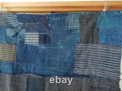 Antique Vintage Old Boro Cloth Japanese Indigo Fabric Japan 1910s 1920s 47x27