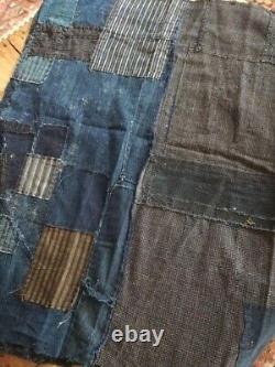 Antique Vintage Old Boro Cloth Japanese Indigo Fabric Japan 1910s 1920s 47x27