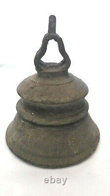 Antique Vintage Old Brass Bronze Bell Metal Wall Hanging Bell Temple Pooja B39