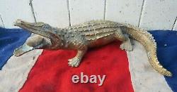 Antique Vintage Old Brass Cast Sculptural African Crocodile Alligator Reptile