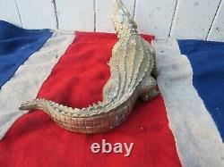 Antique Vintage Old Brass Cast Sculptural African Crocodile Alligator Reptile