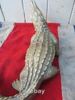 Antique Vintage Old Brass Cast Sculptural African Crocodile Alligator Reptile