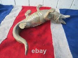Antique Vintage Old Brass Cast Sculptural African Crocodile Alligator Reptile