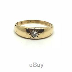 Antique Vintage Old Cut Diamond 18ct Yellow Gold Gypsy Ring Circa 1920 Size Q