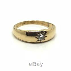 Antique Vintage Old Cut Diamond 18ct Yellow Gold Gypsy Ring Circa 1920 Size Q