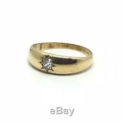 Antique Vintage Old Cut Diamond 18ct Yellow Gold Gypsy Ring Circa 1920 Size Q