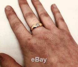 Antique Vintage Old Cut Diamond 18ct Yellow Gold Gypsy Ring Circa 1920 Size Q