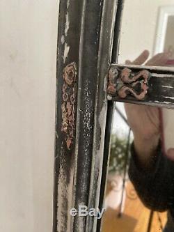 Antique Vintage Old Etched Cut Glass Mirror Wood Frame etched 30 X 15 Trumeau