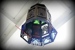 Antique Vintage Old Heavy Filigree Solid Bronze Lantern Chandelier Hanging Lamp