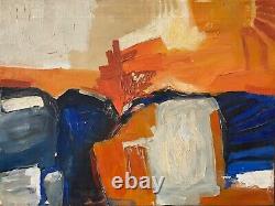 Antique Vintage Old Mid Century Modern Abstract Oil Painting, Clark 1963