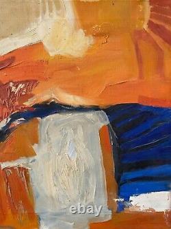 Antique Vintage Old Mid Century Modern Abstract Oil Painting, Clark 1963