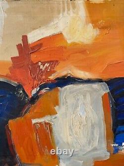 Antique Vintage Old Mid Century Modern Abstract Oil Painting, Clark 1963