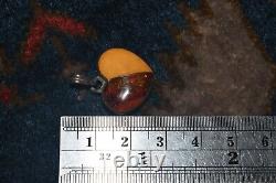 Antique Vintage Old Natural Butterscotch & Baltic Amber Heart Shaped Pendant