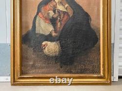 Antique Vintage Old Orientalist Muslim Arab Woman Painting, 1950s