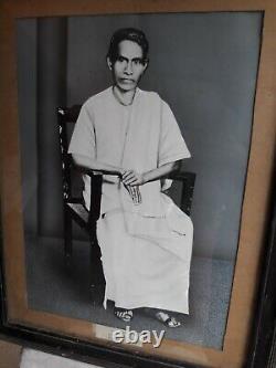 Antique Vintage Old Photo of Painting 1962 South Indian Man @ Dhoti Wooden Frame