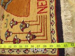 Antique Vintage Old Pictorial Mummy Hand-knotted Wool Hanging Egyptian? Rug
