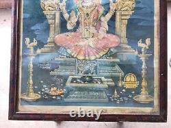 Antique Vintage Old Print Hindu Goddess Kollur Mookambika Lord Vishnu-Shiva B32