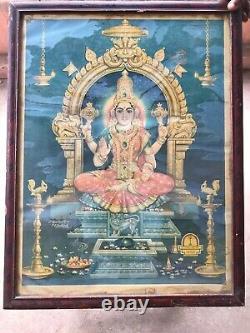 Antique Vintage Old Print Hindu Goddess Kollur Mookambika Lord Vishnu-Shiva B32