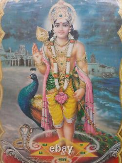 Antique Vintage Old Print Hindu Lord Kartikeya-Muruga Advertisement Framed A-90