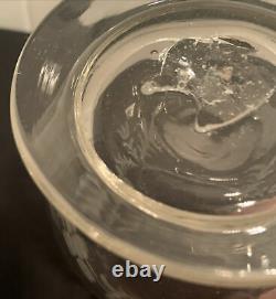 Antique Vintage Old Stiegel Type Blown Glass Engraved Berry Mug Cup