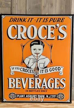Antique Vintage Old Style Croces Beverage NJ Steel Sign