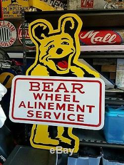 Antique Vintage Old Style Hot Rod Bear Wheel Alignment Sign 41inches