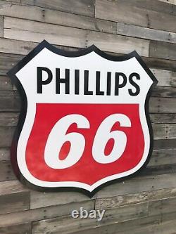 Antique Vintage Old Style Phillips 66 Shield Gas Oil Sign 40