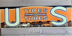 Antique Vintage Old Style US Tires Steel Sign