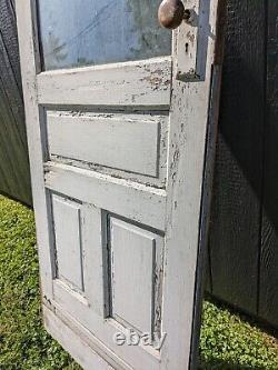 Antique Vintage Old Wood Wooden Entry Door With Window Glass