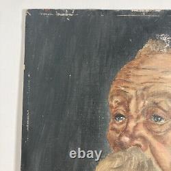 Antique Vintage Original Oil Painting -Fine Bearded Old Mans Portrait -Signed