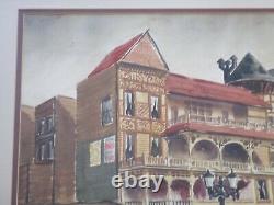 Antique Vintage Painting Signed Marshall American Regionalism Historic Old Homes