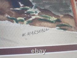 Antique Vintage Painting Signed Marshall American Regionalism Historic Old Homes