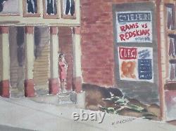 Antique Vintage Painting Signed Marshall American Regionalism Historic Old Homes