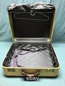 Antique Vintage Pair Travel Suitcases Old with Wood Stand Table 1297-22B