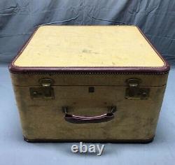 Antique Vintage Pair Travel Suitcases Old with Wood Stand Table 1297-22B