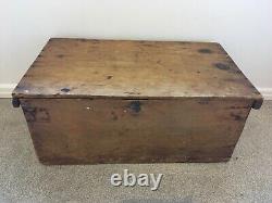 Antique Vintage Pine Trunk Chest Blanket Box Coffee Table Old Storage Toy Box