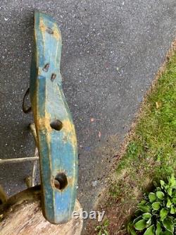 Antique Vintage Small Oxen Ox Yoke In Old Blue Paint