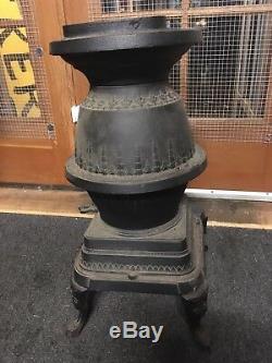 Antique Vintage Small Round Potbelly Parlor Wood Stove Castle Tiny Old SHIP IT