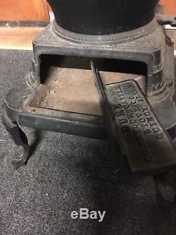 Antique Vintage Small Round Potbelly Parlor Wood Stove Castle Tiny Old SHIP IT