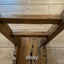 Antique Vintage Small Wooden Stool Old Solid Wood Hand Made Cute Western Rustic