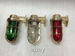 Antique Vintage Style Old Marine Ship Solid Brass Swan / Wall Light 3 Pcs