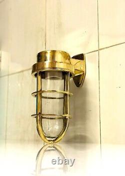 Antique Vintage Style Old Marine Ship Solid Brass Swan / Wall Light 3 Pcs