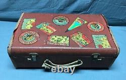 Antique Vintage Travel Suitcase Old Subject Matter Decor Brown 1291-22B