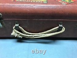 Antique Vintage Travel Suitcase Old Subject Matter Decor Brown 1291-22B