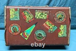 Antique Vintage Travel Suitcase Old Subject Matter Decor Brown 1291-22B