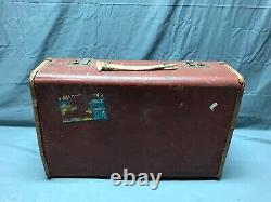 Antique Vintage Travel Suitcase Old Subject Matter Decor Brown 1291-22B