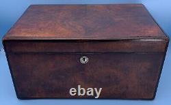 Antique Vintage Wooden Box Inlaid Burl Wood Old Wood Caddy Sewing Notions Chest