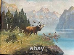 Antique, Vintage oil painting, Over 100 Years Old, Landscape, Europe signed