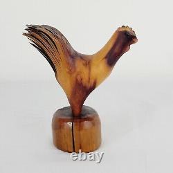 Antique Wood Carving Folk Art Chicken Sculpture Old Vintage Rustic Americana